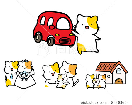 生活事件可愛貓字符手寫風格插圖集 生活事件可愛貓字符手寫風格插圖集 86203604