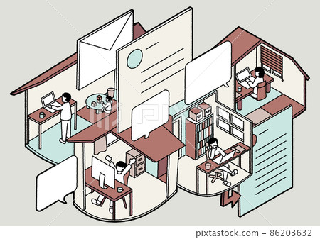 Remote work isometric diagram Chic 4ver - Stock Illustration [86203632 ...