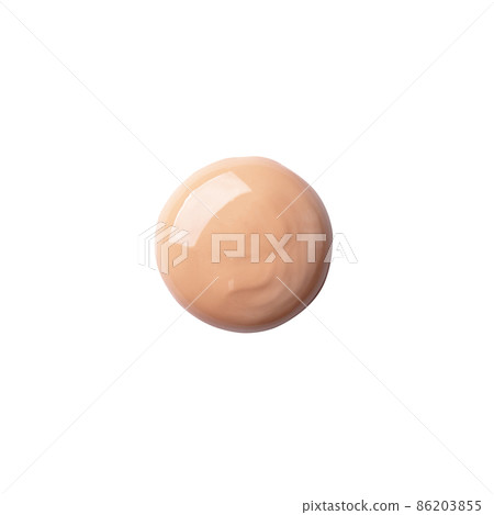 Liquid foundation drop isolated on white background. Beige liquid foundation for your design. 86203855