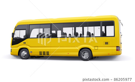 Yellow Small bus for urban and suburban for travel. Car with empty body for design and advertising. 3d illustration 86205977