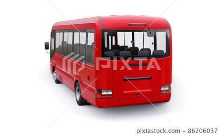 Small bus for urban and suburban for travel. Car with empty body for design and advertising. 3d illustration Small bus for urban and suburban for travel. Car with empty body for design and advertising. 3d illustration 86206037