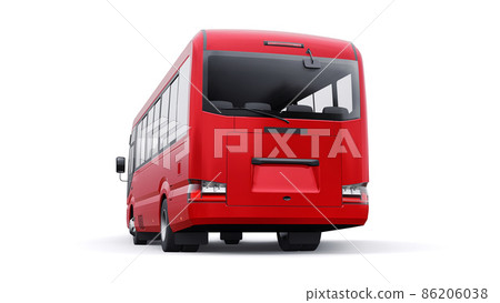 Small bus for urban and suburban for travel. Car with empty body for design and advertising. 3d illustration Small bus for urban and suburban for travel. Car with empty body for design and advertising. 3d illustration 86206038