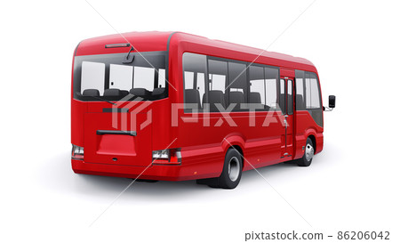 Small bus for urban and suburban for travel. Car with empty body for design and advertising. 3d illustration 86206042