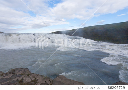 Gullfoss falls in summer season view, Iceland Gullfoss falls in summer season view, Iceland 86206729
