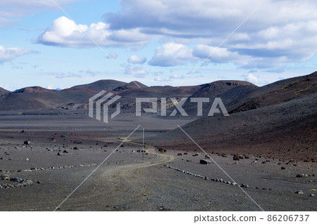 Desolate landscape from Kverfjoll area, Iceland panorama 86206737