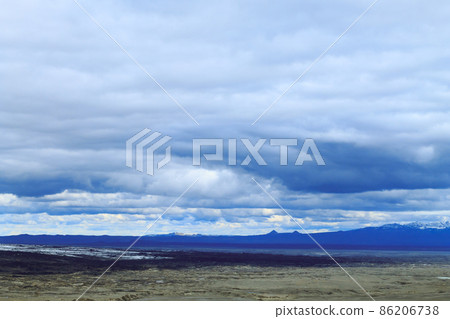 Desolate landscape from Kverfjoll area, Iceland panorama 86206738