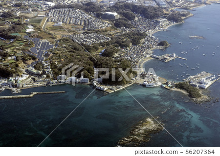 Sagashima鳥瞰圖在Miura半島附近的 86207364