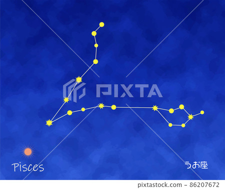 雙魚座星星和夜空，矢量圖 86207672