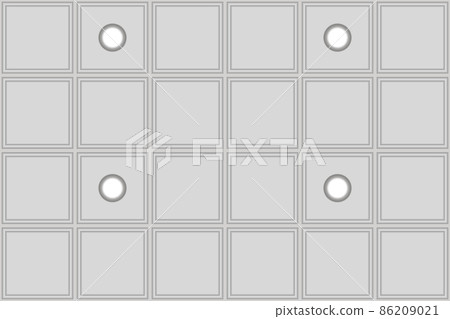 Suspended cassette plasterboard ceiling seamless pattern with built-in LED lamps Suspended cassette plasterboard ceiling seamless pattern with built-in LED lamps 86209021