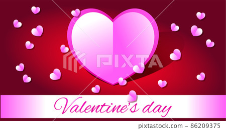 Valentine's day. Vector illustration. 3d pink paper hearts with text on white stripe. Cute love sale banner or greeting card on isolated background Valentine's day. Vector illustration. 3d pink paper hearts with text on white stripe. Cute love sale banner or greeting card on isolated background 86209375