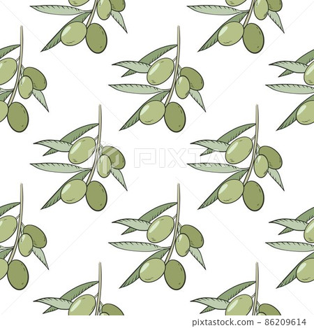 Olives hand drawn seamless pattern 86209614