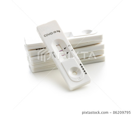 Positive Covid-19 antigen test. Coronavirus antigen rapid test. 86209795