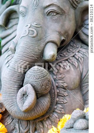 Stucco sculpture of Ganesha, the Hindu deity Stucco sculpture of Ganesha, the Hindu deity 86210114