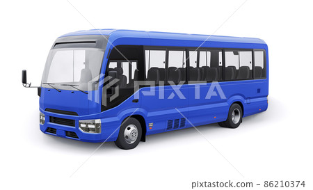 Blue Small bus for travel. Car with empty body for design and advertising. 3d illustration 86210374