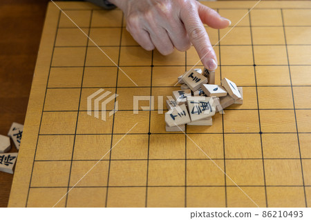 Senior woman playing shogi mountain scraps 86210493