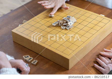Senior woman playing shogi mountain scraps 86210517