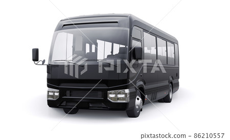 Black Small bus for travel. Car with empty body for design and advertising. 3d illustration 86210557