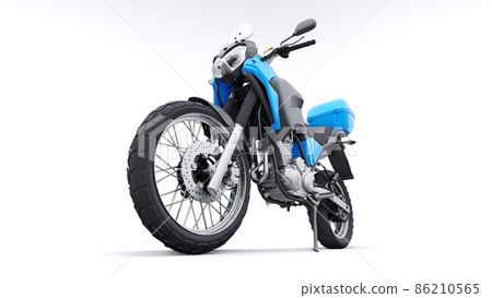 Blue lightweight touristic enduro motorcycle 3d illustration Blue lightweight touristic enduro motorcycle 3d illustration 86210565