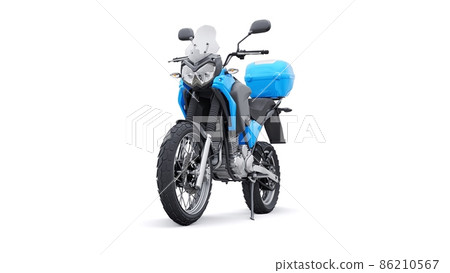 Blue lightweight touristic enduro motorcycle 3d illustration 86210567