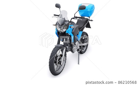 Blue lightweight touristic enduro motorcycle 3d illustration Blue lightweight touristic enduro motorcycle 3d illustration 86210568