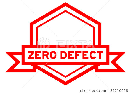 Vintage hexagon label banner with word zero defect in red color on white background Vintage hexagon label banner with word zero defect in red color on white background 86210928