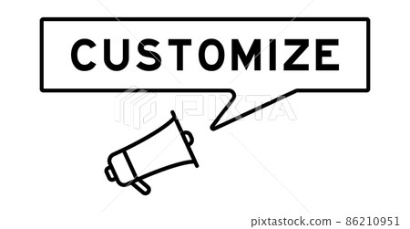 Megaphone icon with speech bubble in word customize on white background 86210951