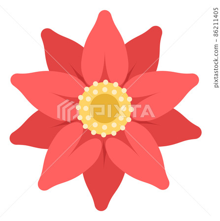 Cute red flower icon. Natural garden symbol 86211405