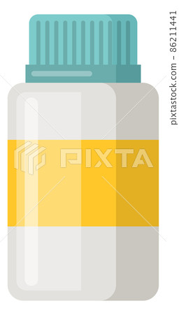 Small plastic bottle with empty label. Cartoon container 86211441