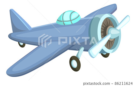 Vintage plane in cartoon style. Child airplane toy Vintage plane in cartoon style. Child airplane toy 86211624