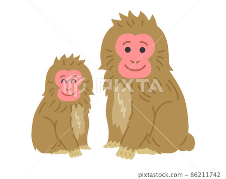 日本獼猴父母和孩子的插圖 日本獼猴父母和孩子的插圖 86211742