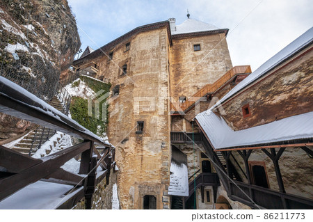 The medieval Orava Castle in winter season, Slovakia. The medieval Orava Castle in winter season, Slovakia. 86211773
