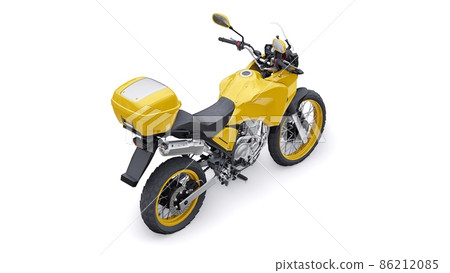Yellow lightweight touristic enduro motorcycle 3d illustration 86212085