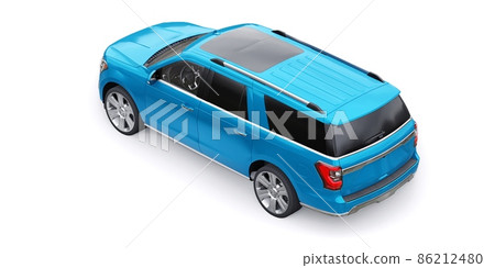 Blue Premium Family SUV isolated on white background. 3d rendering 86212480