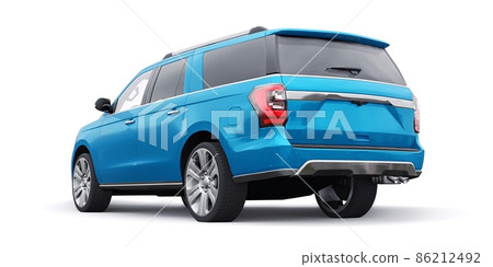 Blue Premium Family SUV isolated on white background. 3d rendering Blue Premium Family SUV isolated on white background. 3d rendering 86212492