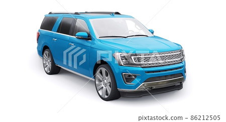 Blue Premium Family SUV isolated on white background. 3d rendering Blue Premium Family SUV isolated on white background. 3d rendering 86212505