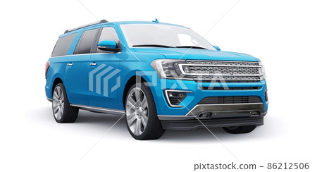 Blue Premium Family SUV isolated on white background. 3d rendering Blue Premium Family SUV isolated on white background. 3d rendering 86212506