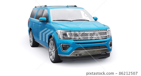 Blue Premium Family SUV isolated on white background. 3d rendering 86212507