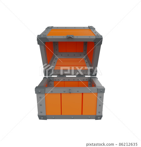 Wooden Medieval Pirate Chest with Iron Parts. 3D Illustration. Isolated on White Background. Wooden Medieval Pirate Chest with Iron Parts. 3D Illustration. Isolated on White Background. 86212635