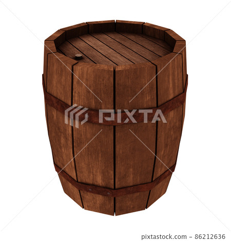 Wooden Barrel with Lids Rims Pins and Bung. 3D Illustration. Isolated on White background. Wooden Barrel with Lids Rims Pins and Bung. 3D Illustration. Isolated on White background. 86212636
