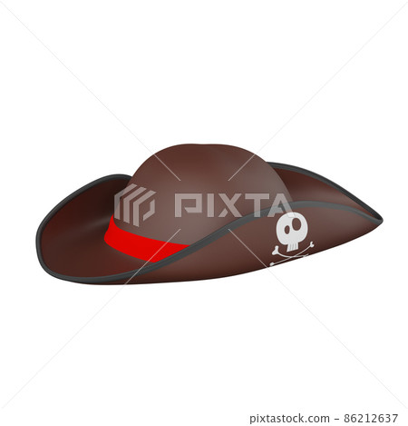 Pirate Hat with Pirate Sign as Skull and Bones. 3D Illustration. Isolated on White Background. Pirate Hat with Pirate Sign as Skull and Bones. 3D Illustration. Isolated on White Background. 86212637