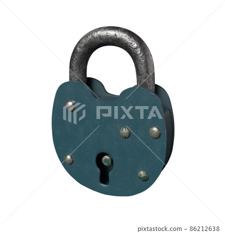 Metal Padlock with Keyhole. 3D Illustration. Isolated on White Background. Metal Padlock with Keyhole. 3D Illustration. Isolated on White Background. 86212638