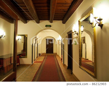 Cesky Krumlov's historic hotel corridor Cesky Krumlov's historic hotel corridor 86212903