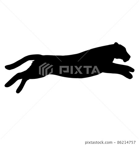 Vector hand drawn jumping tiger silhouette 86214757