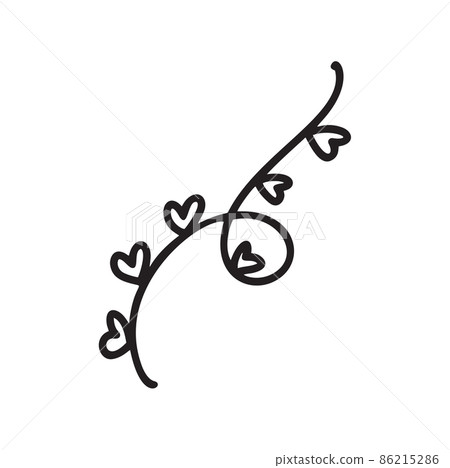 Monoline line garland with hearts vector illustration. Minimalist love sketch doodle. One line art valentine icon, single wedding outline drawing simple logo 86215286