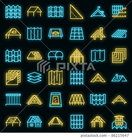 Roof icons set vector neon - Stock Illustration [86215647] - PIXTA