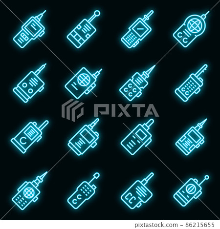 Walkie talkie icons set vector neon 86215655