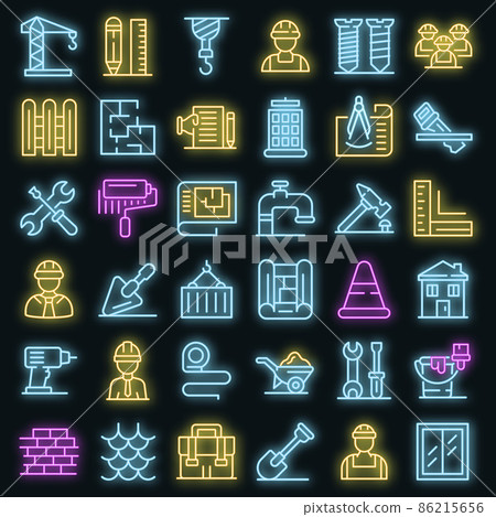 Contractor icons set vector neon Contractor icons set vector neon 86215656