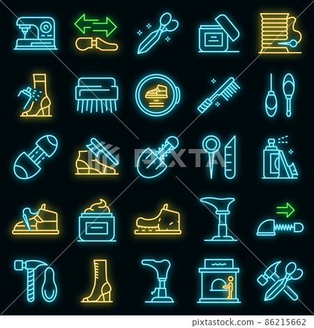 Shoe repair icons set vector neon Shoe repair icons set vector neon 86215662