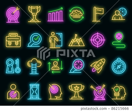Mission icons set vector neon-插圖素材 [86215666] - PIXTA圖庫