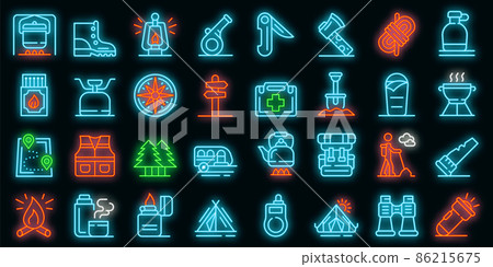 Survival icons set vector neon 86215675